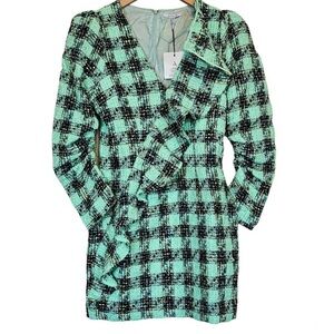 Atoir “Leave Me Be” Aspen Green Dress | Plaid Tweed Mini‎ Dress, Size XS/6